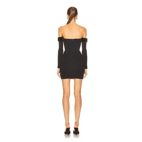 Staud Josee Black Mini Bodycon Dress Size Medium - Picture 5 of 7